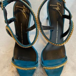 Giuseppe Zanotti Coline Chain-Trimmed Suede Sandal